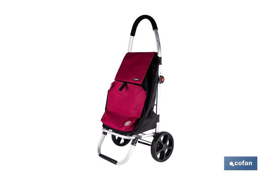 CARRO DE LA COMPRA NEGRO Y GRANATE PLEGABLE DE ALUMINIO CON 2 RUEDAS GRANDES 43 L
