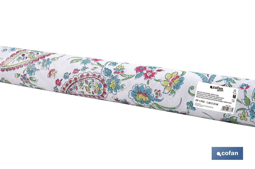ROLLO DE HULE DISEÑO JARDÍN FLORAL 1,40 x 25 M