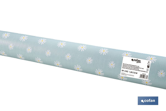 ROLLO DE HULE DISEÑO MARGARITAS JADE 1,40 x 25 M