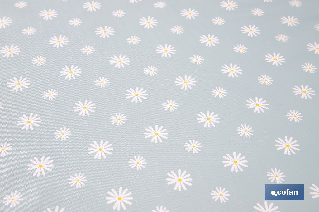 ROLLO DE HULE DISEÑO MARGARITAS JADE 1,40 x 25 M