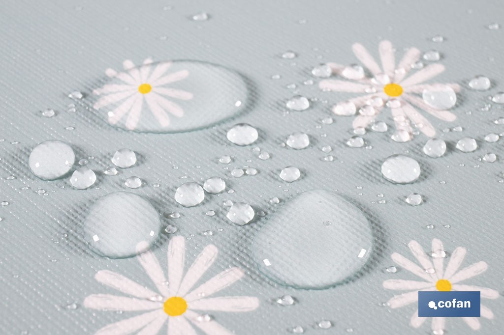 ROLLO DE HULE DISEÑO MARGARITAS JADE 1,40 x 25 M