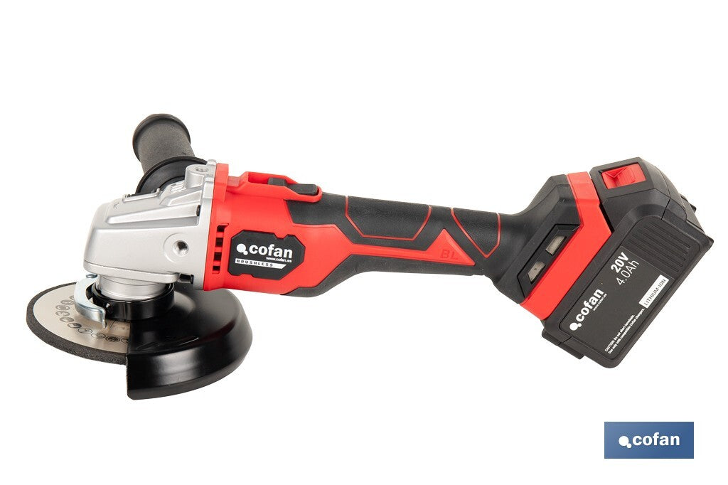 AMOLADORA A BATERÍA Li-ion 20 V 10.000 RPM - 115/125 MM