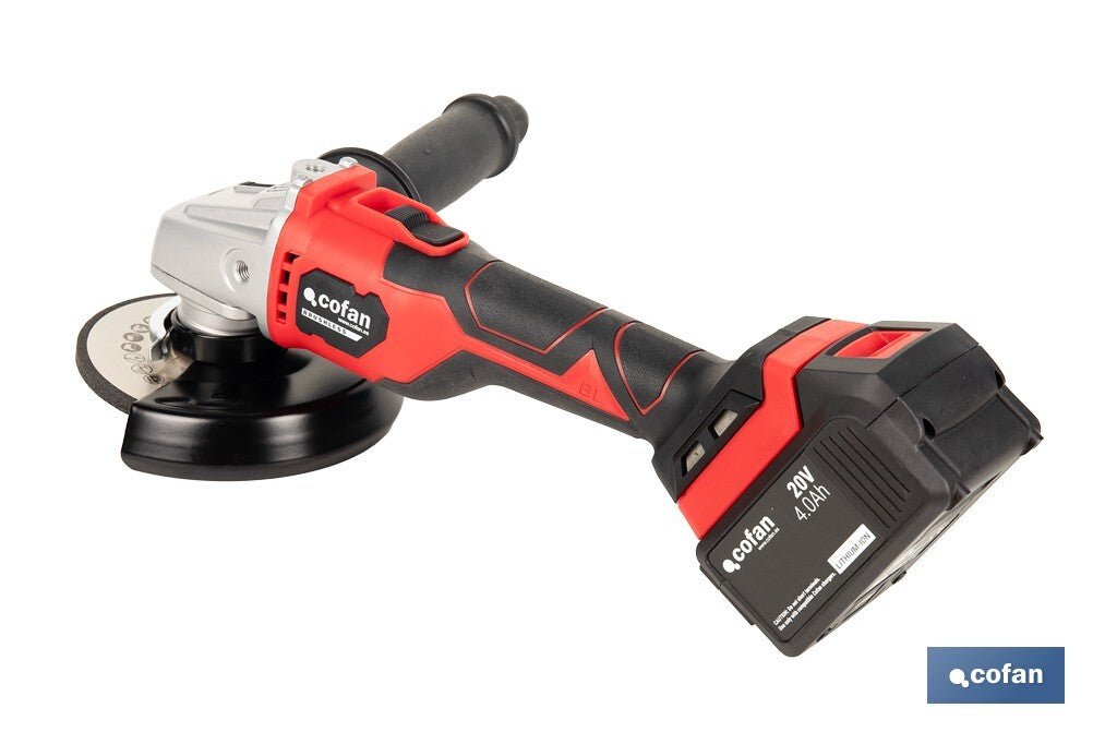 AMOLADORA A BATERÍA Li-ion 20 V 10.000 RPM - 115/125 MM