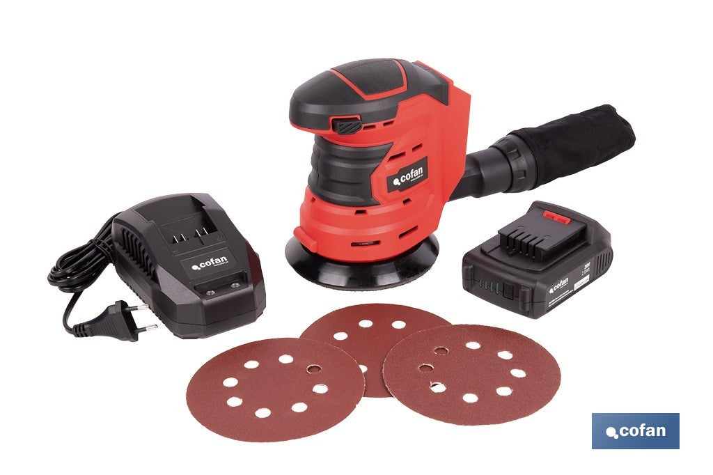 LIJADORA ORBITAL A BATERÍA Li-ion 20 V 125 MM 10000 RPM SIN CARGADOR NI BATERÍA