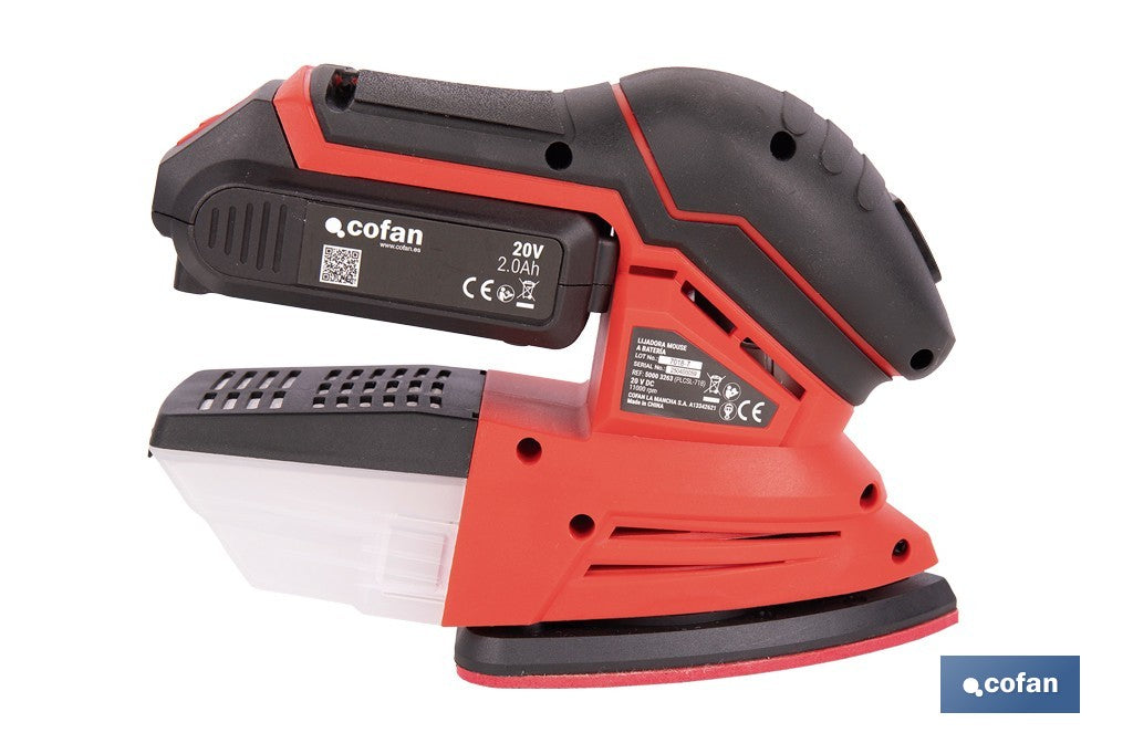 LIJADORA MOUSE A BATERÍA Li-ion 20 V 11000 RPM SIN CARGADOR NI BATERÍA