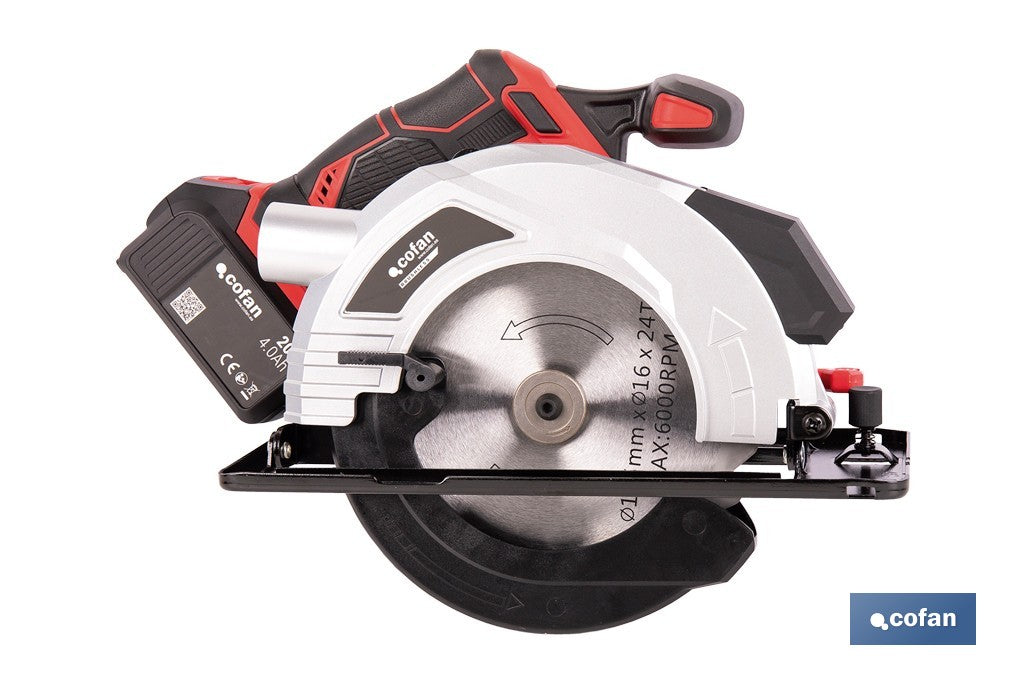 SIERRA CIRCULAR A BATERÍA Li-ion 20 V Ø185 MM SIN CARGADOR NI BATERÍA