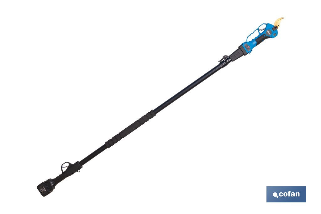 CONJUNTO TIJERAS DE PODAR A BATERÍA + PÉRTIGA EXTENSIBLE 140 - 207 CM