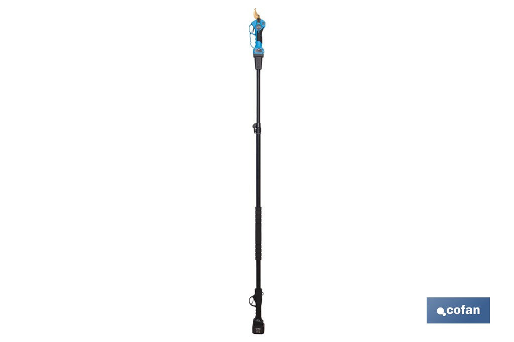 CONJUNTO TIJERAS DE PODAR A BATERÍA + PÉRTIGA EXTENSIBLE 140 - 207 CM