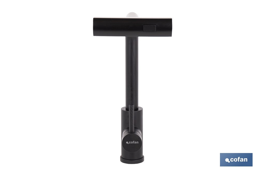 GRIFO DE COCINA NEGRO DE ACERO CON MANGUERA EXTENSIBLE Y 3 FUNCIONES 340 X 240 X 54  MM