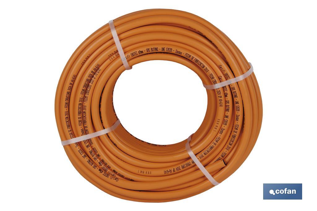 TUBO GAS FLEXIBLE "NARANJA" UNE 53539 Ø9x60 m
