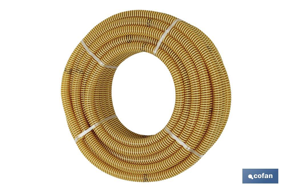 ROLLO DE TUBO DE ASPIRACION ESPIRAL AMARILLO Ø75mm 25m