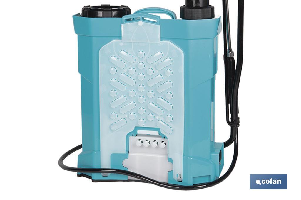 PULVERIZADOR DE ESPALDA 16 L DUAL - ELÉCTRICO/MANUAL Li-ion 12 V 8.0 Ah
