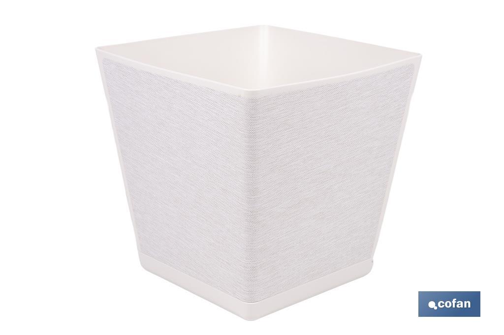 MACETA O MACETERO GAMA TEXTIL CUADRADA COLOR BLANCO PP 298 X 298 X 300 MM 18 L "venta unitaria"9